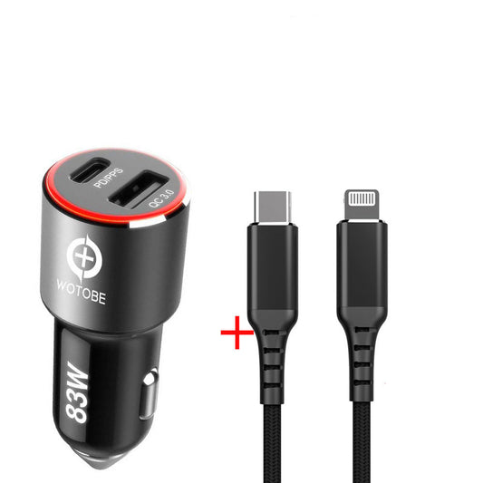 83W fast Car Charger. USB-C and Lightning Charger