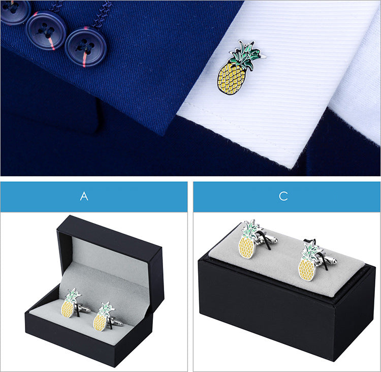 Pineapple Fruit Shaped Shirt Cufflinks