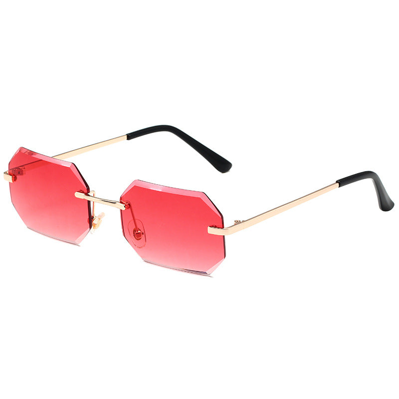 Frameless Small Square Sunglasses Street Photo Trend