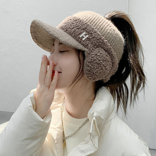 Knitted Earmuffs Wool Hat