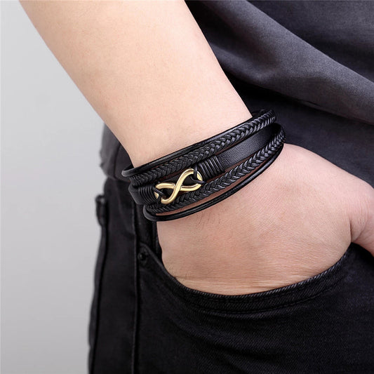 Multi-layer Braided Leather Figure Bracelet
