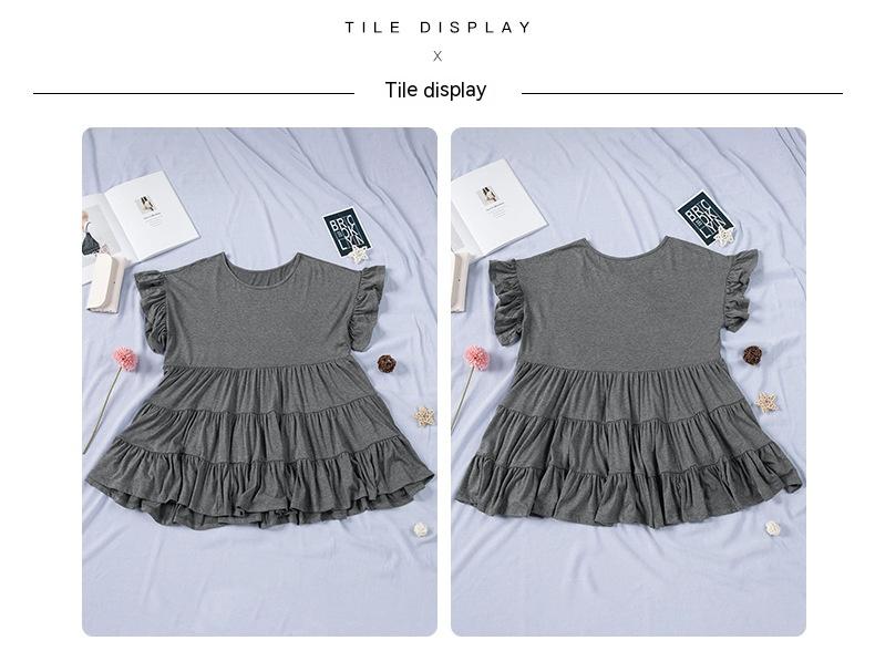 Pure Color Ruffles Pleated Pullover Top