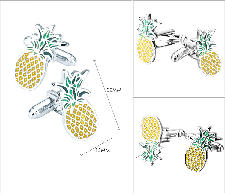 Pineapple Fruit Shaped Shirt Cufflinks