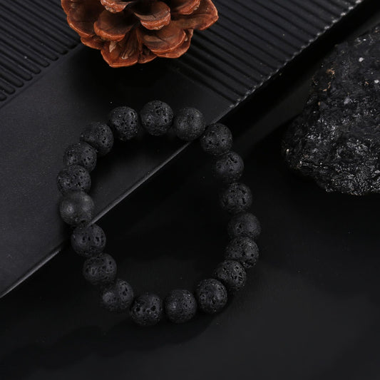 Black Volcanic Rock Stretch Bracelet