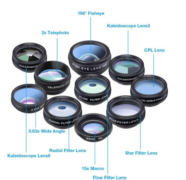 APEXEL Phone lens kit universal 10 in 1 Lens for smartphone