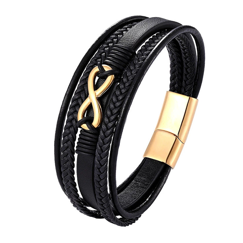 Multi-layer Braided Leather Figure Bracelet