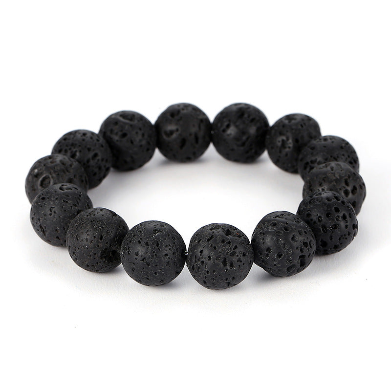 Black Volcanic Rock Stretch Bracelet