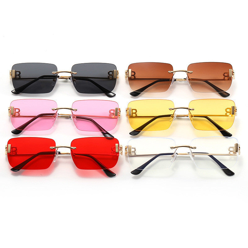 Retro Rimless Colored Sunglasses