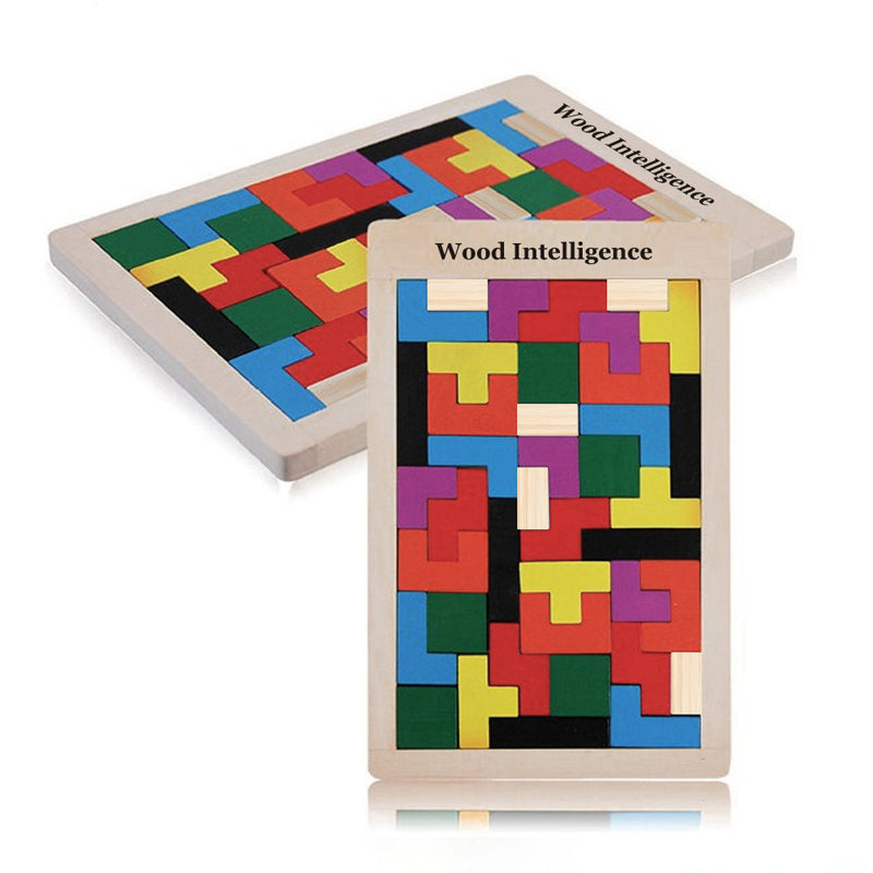 Wooden Multi-Color Tangram Tetris Toy