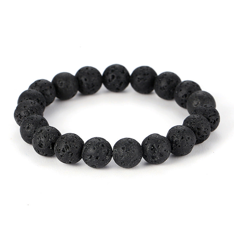 Black Volcanic Rock Stretch Bracelet