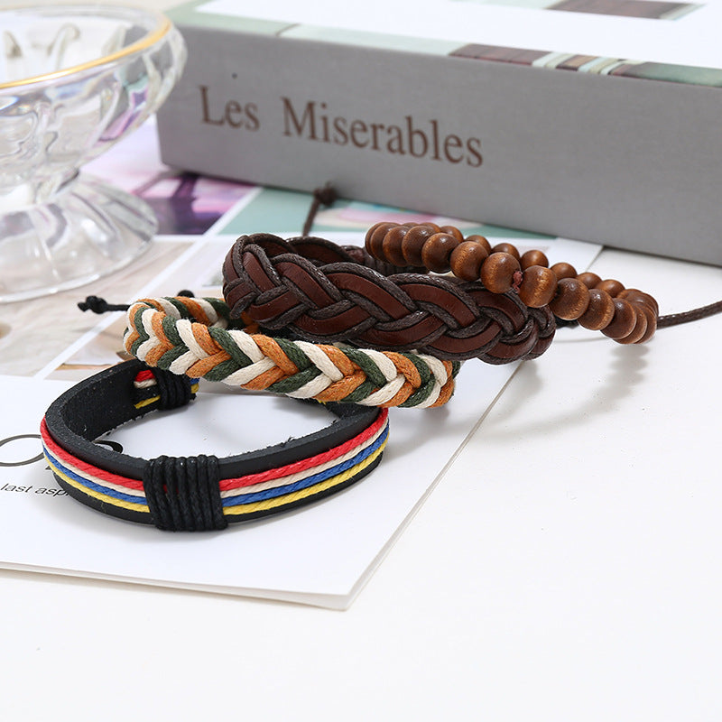 Men's Fashion Vintage Weave Leather Bracelet