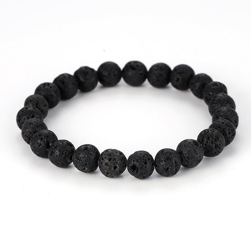 Black Volcanic Rock Stretch Bracelet