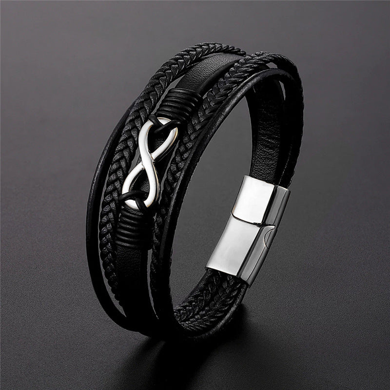 Multi-layer Braided Leather Figure Bracelet