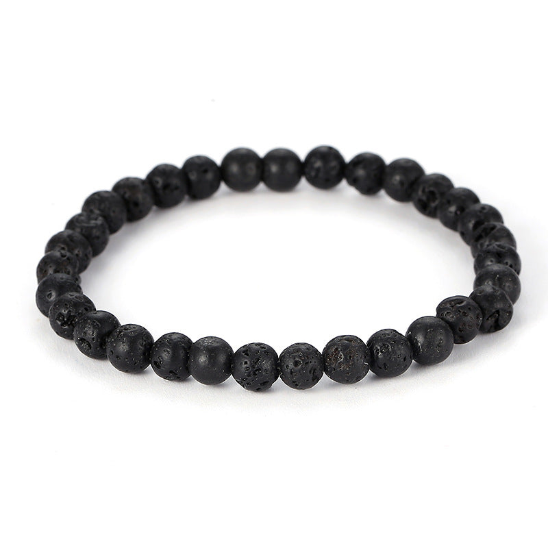 Black Volcanic Rock Stretch Bracelet