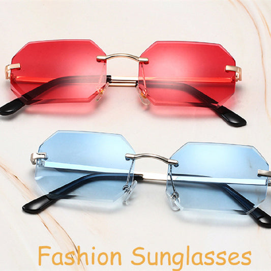 Frameless Small Square Sunglasses Street Photo Trend